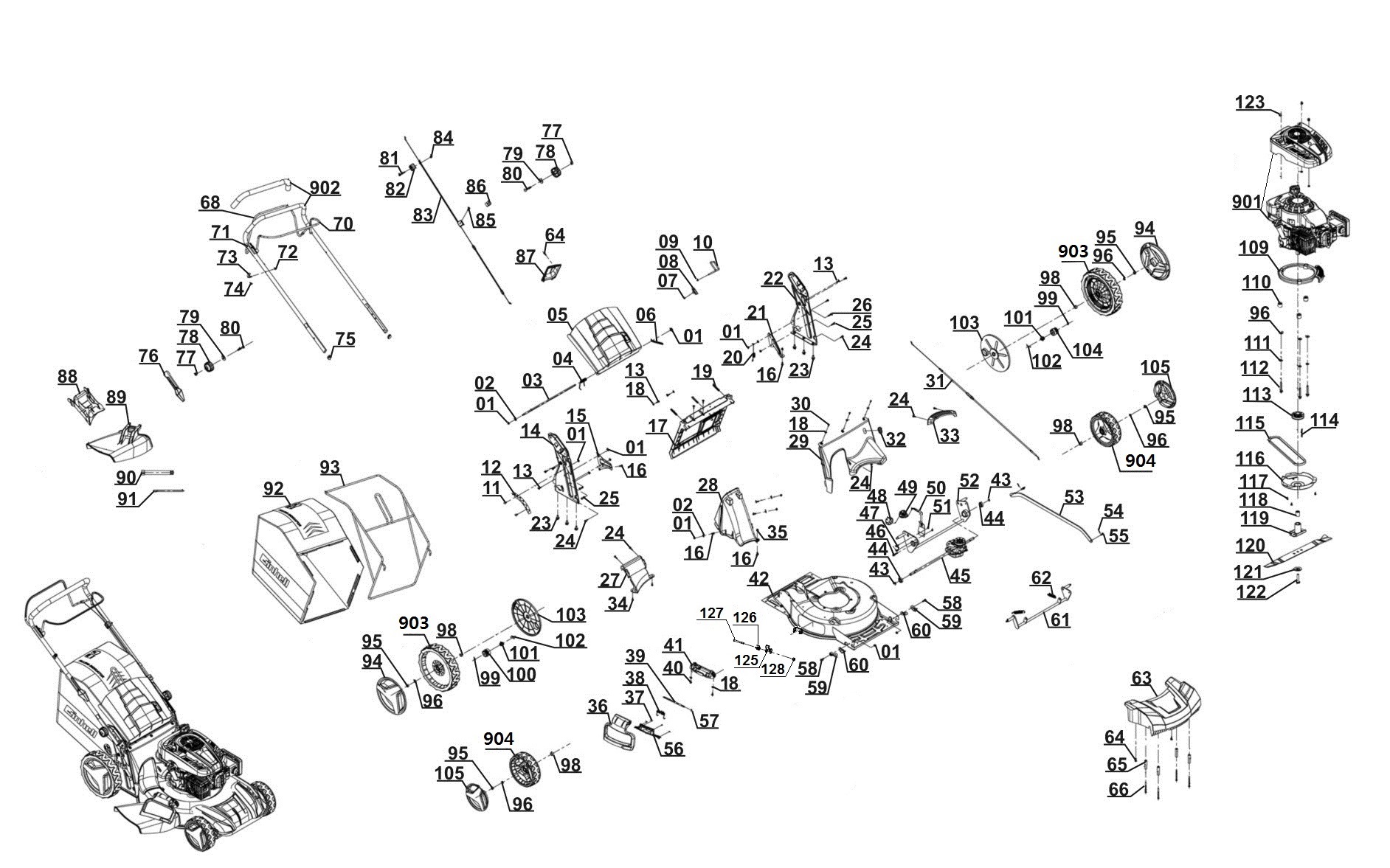 Einhell Benzin Rasenm her GC PM 56 2 S HW