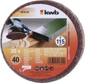 QUICK-STICK Schleifscheiben, HOLZ & METALL, Edelkorund, Ø 115 mm, gelocht, Sparpack