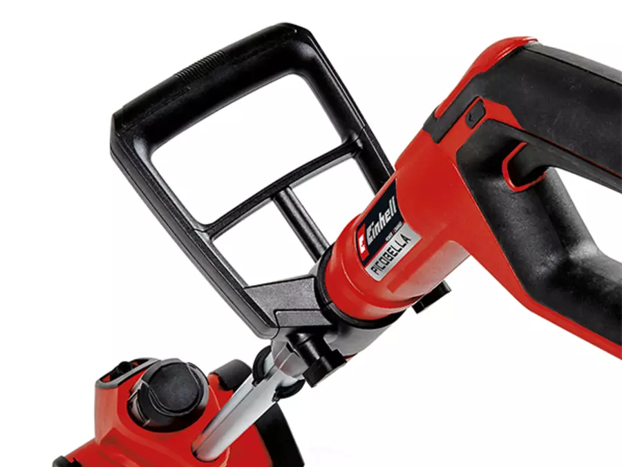 Close-up of the additional handle of the Einhell cordless surface brush PICOBELLA 18/215, ergonomically designed.