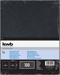 Papel de lija , METAL Y ACERO, cuerpo azul, 5 pzas., 100