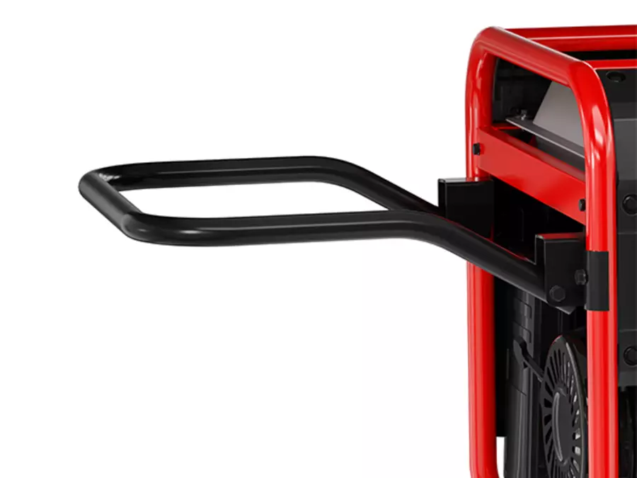 Maniglia di trasporto estesa del generatore Einhell TC-PG 5000 su sfondo bianco.