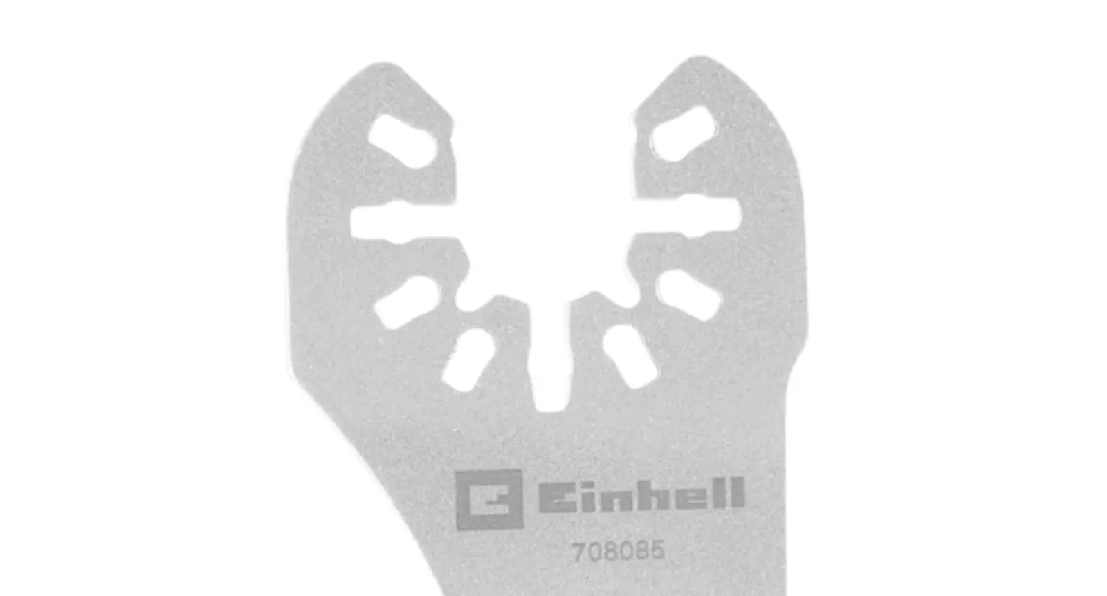 Close-up of the quick-change mount in open-back design for tool-free attachment to multifunction tools; the Einhell logo and item number 708085 are clearly visible.