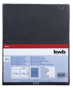Papel de lija , METAL Y ACERO, cuerpo azul, 5 pzas., 100