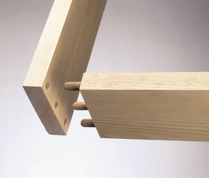 Wooden dowels, wallet, large pack
