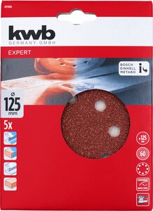 QUICK-STICK sanding discs for wood and metal, aluminium oxide, Ø 115 mm, punched