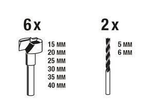 8-pc. Forstner and Wood Drill Bit Set