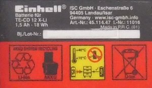 battery 12V 1,5Ah