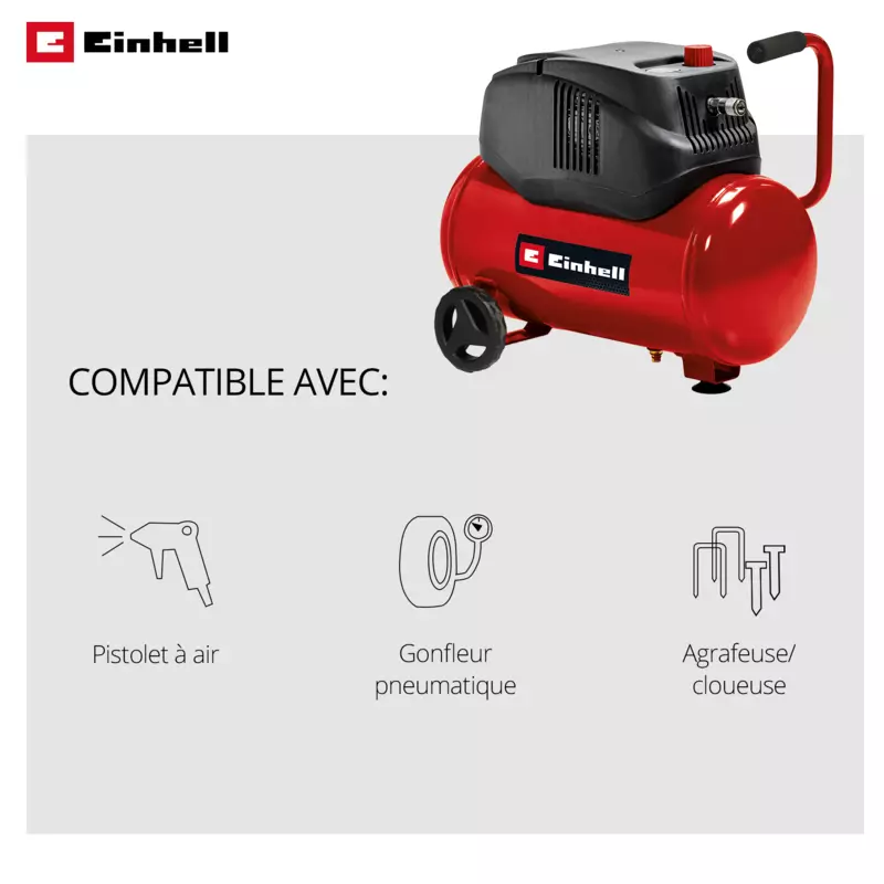 Compressore Aria 24 Lt Einhell TC-AC 200/24/8 OF 8 Bar 1200W Autolubrificato