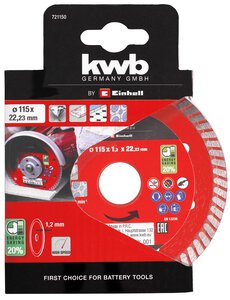 Diamond Cutting Disc, Turbo Rim, Extra Thin, Ø 115 x 1.2 mm