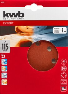 QUICK-STICK Schleifscheiben, HOLZ & METALL, Edelkorund, Ø 115 mm, gelocht, 240