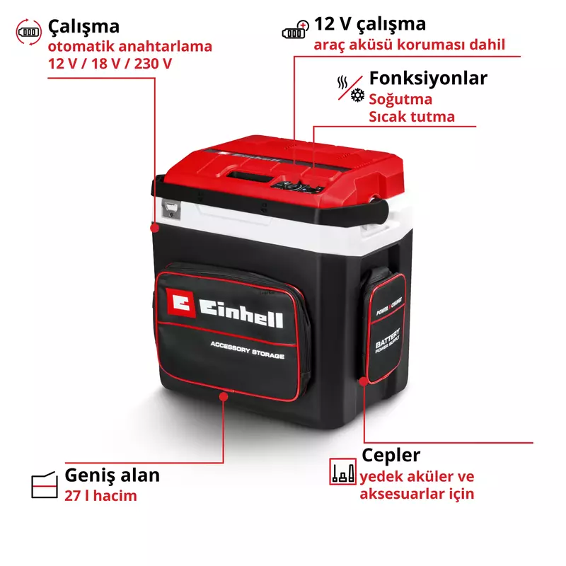 Einhell Akülü Taşınabilir Soğutucu Çanta TE-COL 18/27 Li-Solo