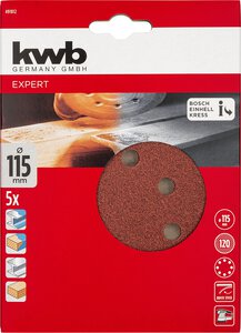 QUICK-STICK Schleifscheiben, HOLZ & METALL, Edelkorund, Ø 115 mm, gelocht, 120