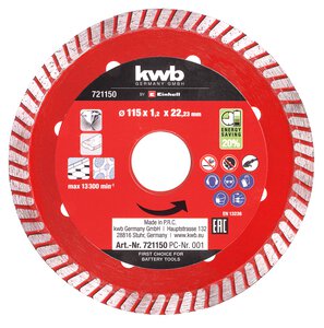 Diamond Cutting Disc, Turbo Rim, Extra Thin, Ø 115 x 1.2 mm