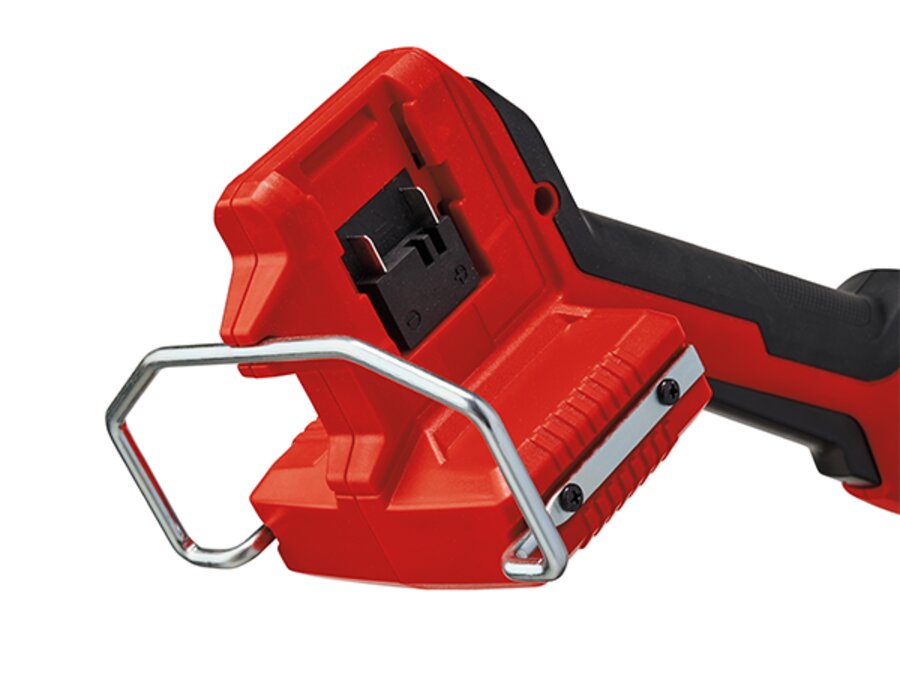 Einhell GE-CT 36/35 Li BL-Solo Akülü Kenar Kesme Makinesinin akü korumasının yakından görünümü.