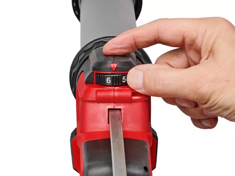 The Einhell cordless cartridge gun TE-SG 18/600 B Li - Solo with electronic speed control, adjusted manually.