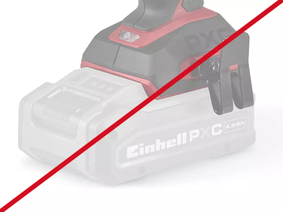 Der Einhell Akku-Bohrschrauber TP-CD 18/50-C Li BL ohne Akku und Ladegerät, durchgestrichen dargestellt.