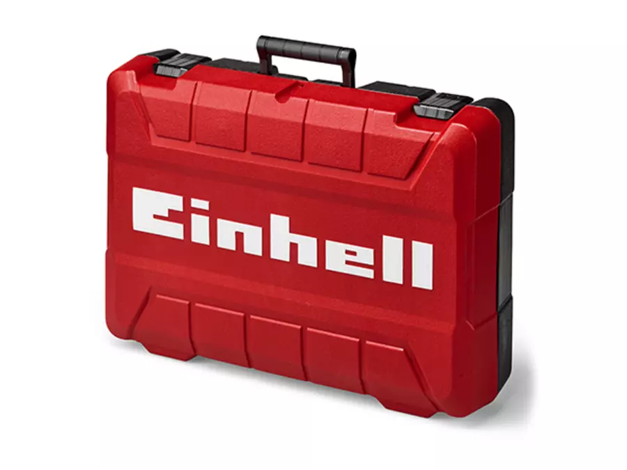 Uma mala vermelha com o logótipo Einhell sobre fundo branco.