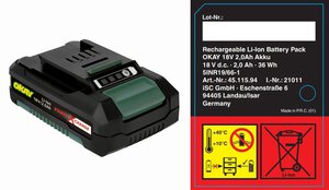 battery Li-Ion 18V /2 Ah