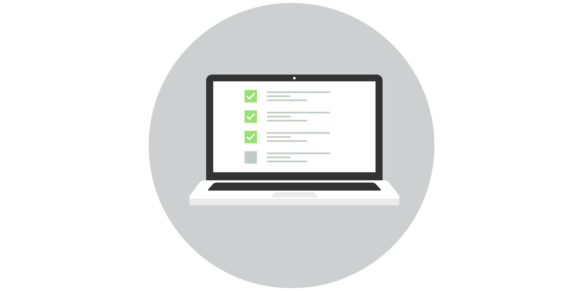 Icon of a laptop displaying a checklist, representing information to prepare for a spare‑part request