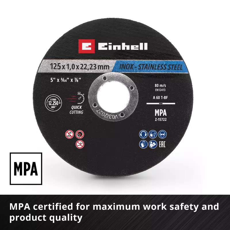 Einhell Cutting discs Thin Cutting Discs, Inox, Ø 125 x 1 mm, 10 pcs.