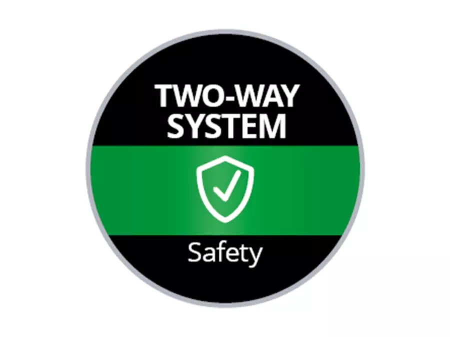 Ícone para Einhell aspirador a seco e a molhado TE-VC 5090 SACL: "Two-Way System – Safety" sobre fundo preto.