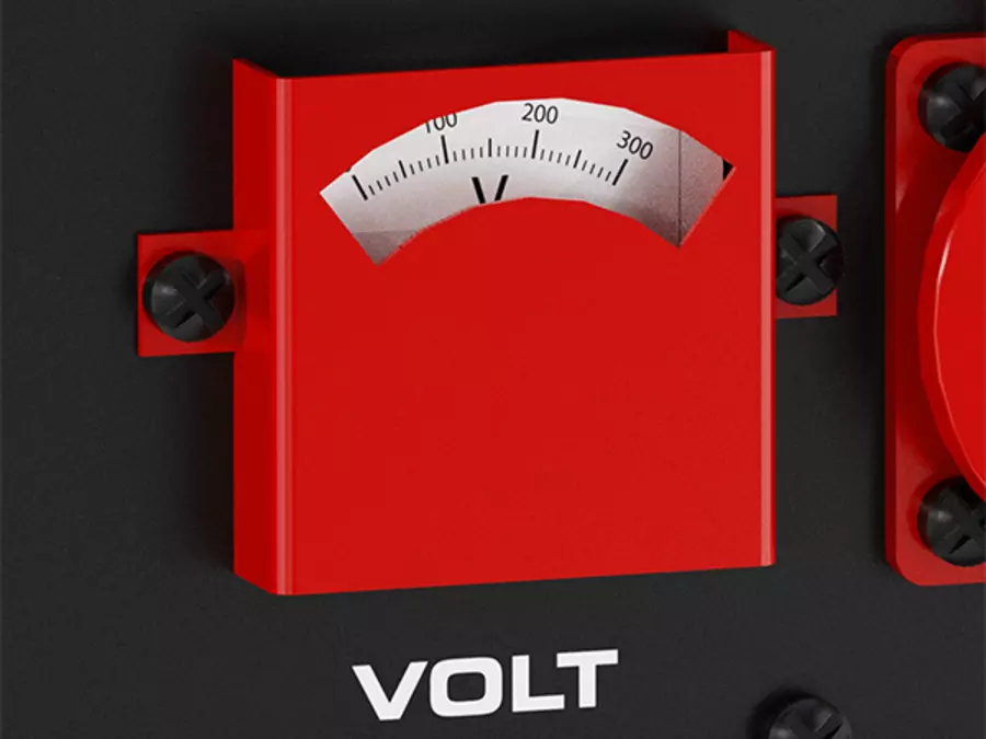 Voltímetro del generador Einhell TC-PG 3100 con escala y texto “VOLT”.