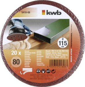 QUICK-STICK Schleifscheiben, HOLZ & METALL, Edelkorund, Ø 115 mm, gelocht, Sparpack