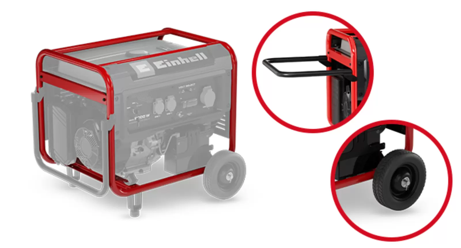 The Einhell TC-PG 8000 power generator with transport handle and wheels on a white background.