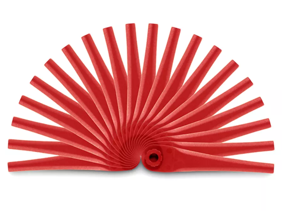 20 red plastic blades for Einhell cordless trimmer on a white background.