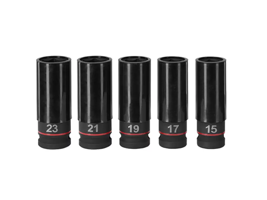 The socket set with five sockets belonging to the Einhell cordless impact driver TP-CWD 18/3501-C Li BL +6 S-F.