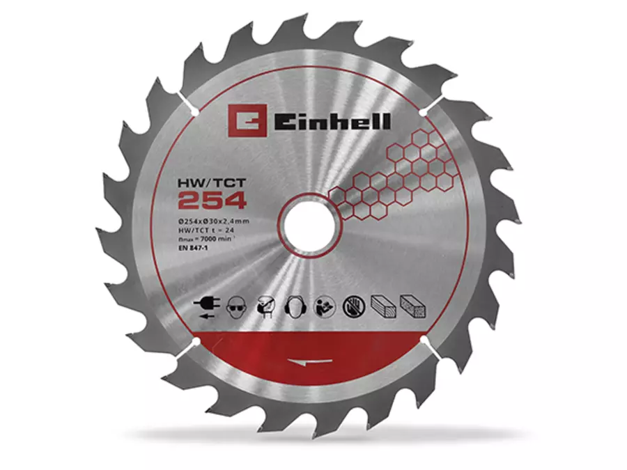A circular saw blade from Einhell with carbide-tipped teeth for the cordless table saw TE-TS 36/10 T Li - Solo.