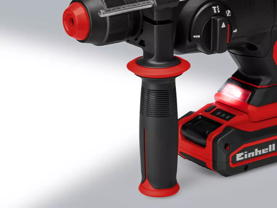 Akkuaufnahme des Einhell Akku-Bohrhammers TE-HD 18/20 Li - Solo; der Power X-Change Akku ist nicht im Lieferumfang enthalten.
