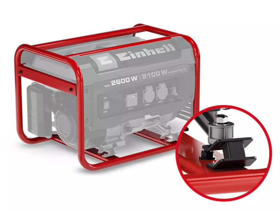 The Einhell TC-PG 2600 generator with a steel frame and stand, shown against a white background.