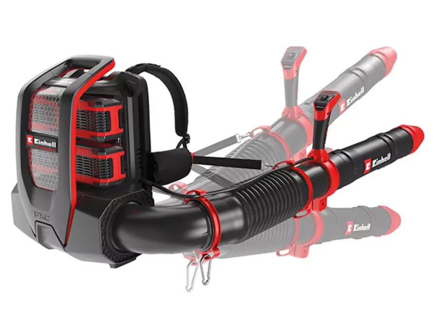 An Einhell Professional Cordless Leaf Blower GP-LB 36/280 Li E BL-Solo with attached blower tube on a white background.