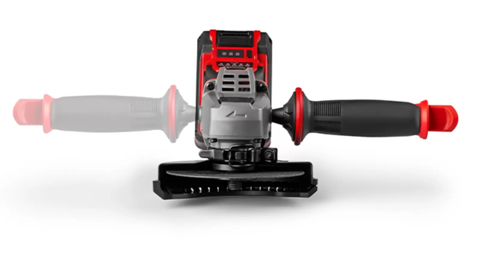 The Einhell Cordless Angle Grinder TP-AG 18/125 CE +3 Set - Solo with auxiliary handle, mountable in two positions.