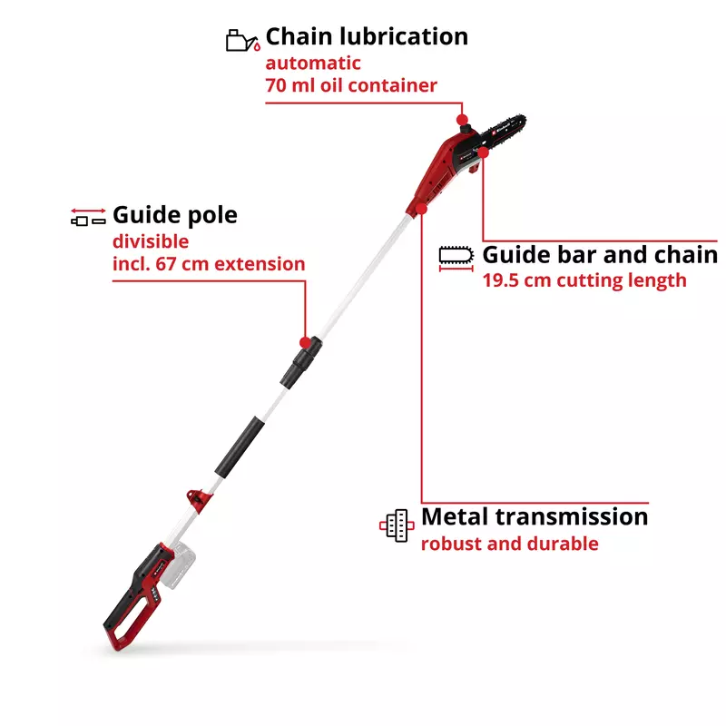 Einhell Cordless Pole-Mounted Powered Pruner GC-LC 18/20 Li T-Solo