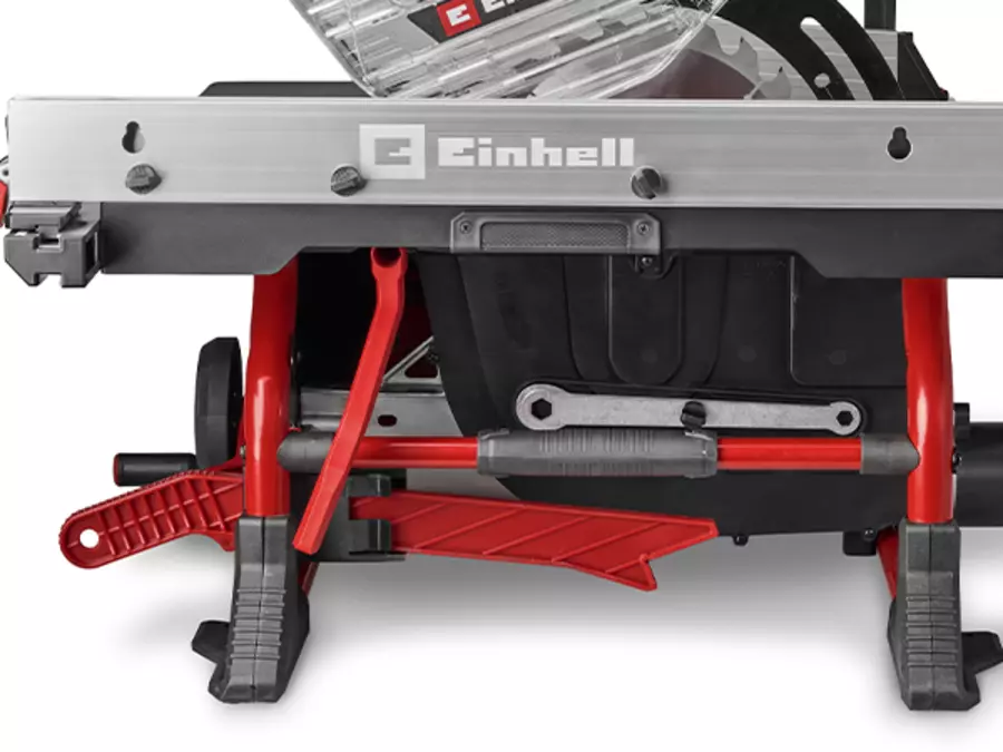 The accessory holder on the rear of the Einhell cordless table saw TE-TS 36/10 T Li - Solo provides space for accessories.