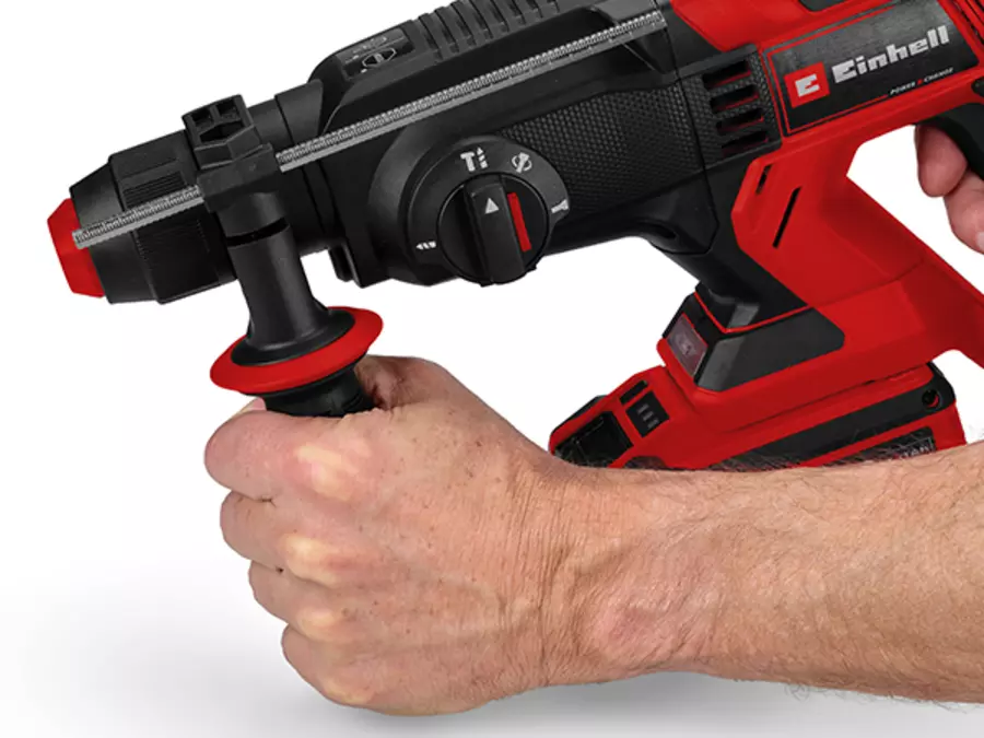 Abnehmbarer Zusatzhandgriff des Einhell Akku-Bohrhammers TE-HD 18/20 Li - Solo; Akku nicht enthalten.