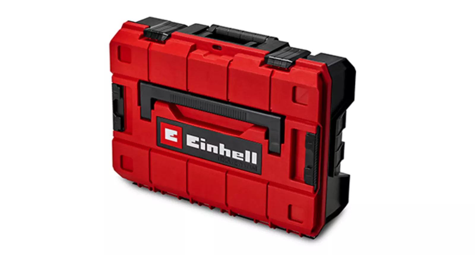 The red E-Case transport case of the Einhell cordless impact drill driver TP-CD 18/60 Li-i S-F (1x2.0 Ah) has a black handle and the Einhell logo.