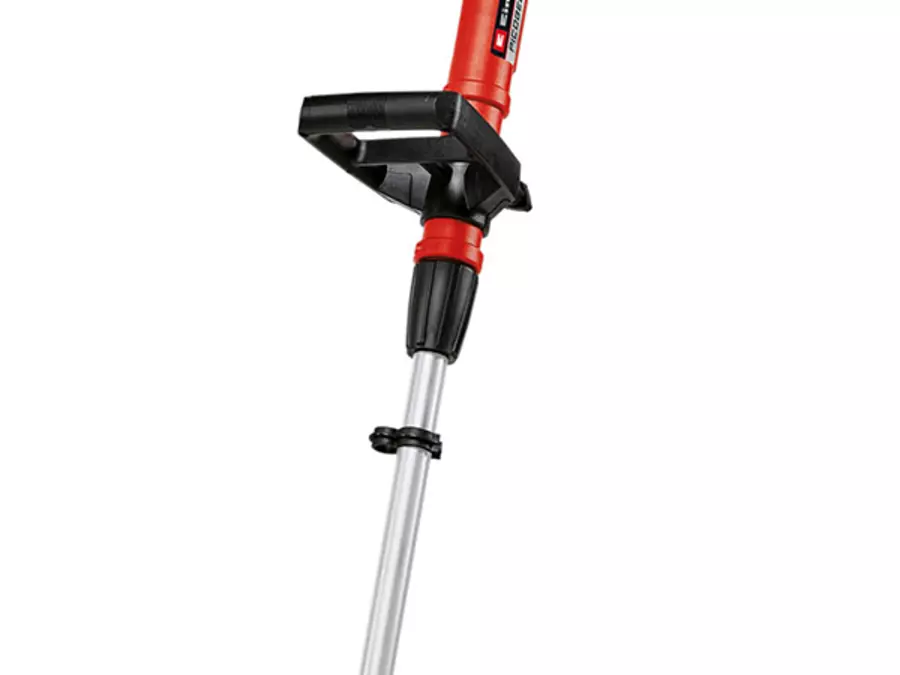 The height-adjustable guide bar of the Einhell cordless surface brush PICOBELLA 18/215 on a white background.