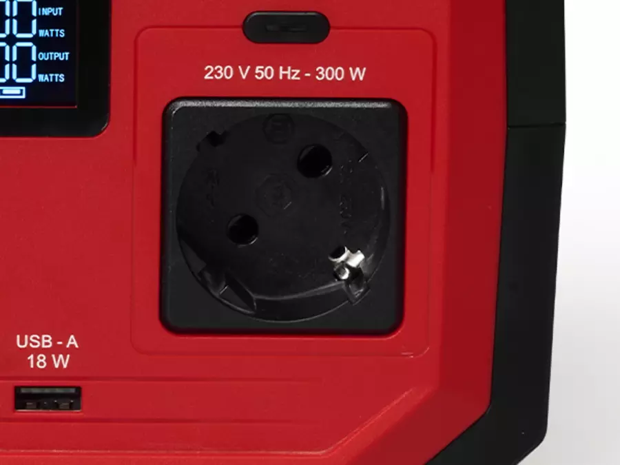 The Einhell energy station TE-ES 300/240 shows a 230 V socket on the front.
