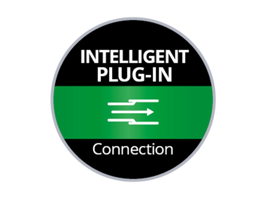 Ícone para Einhell aspirador a seco e a molhado TE-VC 5090 SACL: "Intelligent Plug-In – Connection" sobre fundo preto.