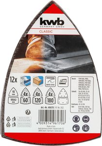 QUICK-STICK sanding discs for wood and metal, hook and loop, 100 x 62, 93mm, bargain pack, shrinkwrapped, for Delta/triangle sanders Bosch PSM 160 A, PRIO, VENTARO, Skil Octo 7208