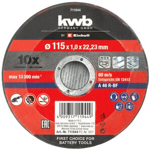 Thin Cutting Discs, Ø 115 x 1 mm, 10 pcs.