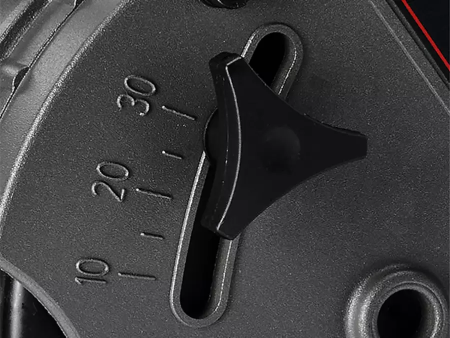 Drehknopf zur Frästiefeneinstellung an der Einhell Mauernutfräse TC-MA 1300.