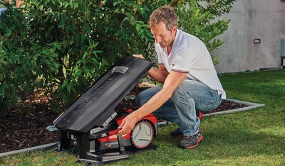 robot lawn mower garage