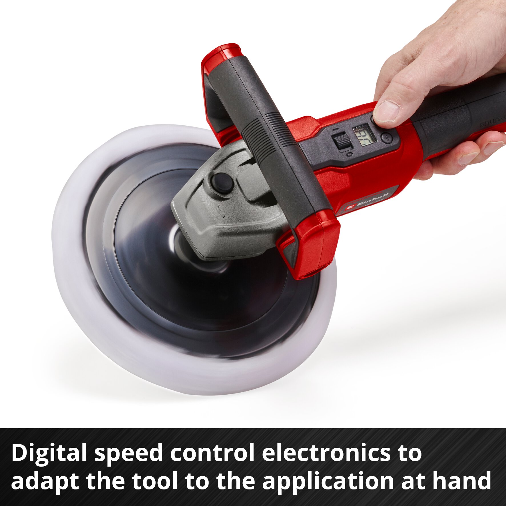 Einhell Akku-Polier- / Schleifmaschine CE-CP 18/180 Li E-Solo Power X-Change (Lithium-Ionen, bürstenloser Elektro-Motor, elektr. Drehzahlregulierung, inkl. Polier-/schleifset 150 mm