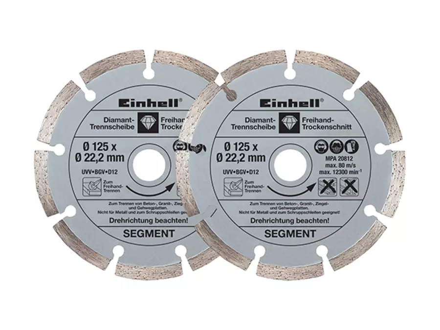 Zwei Trennscheiben als Zubehör für die Einhell Mauernutfräse TC-MA 1300.