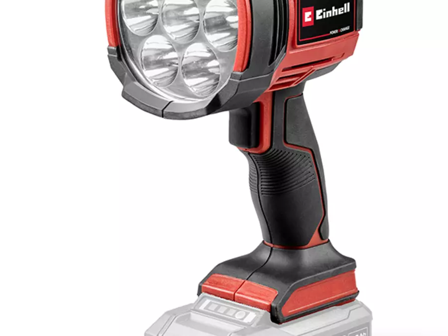 The Einhell TE-CL 18/2500 Li cordless lamp – Solo in an upright position with an ergonomic handle.