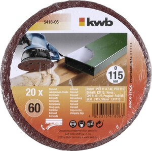 QUICK-STICK Schleifscheiben, HOLZ & METALL, Edelkorund, Ø 115 mm, gelocht, Sparpack